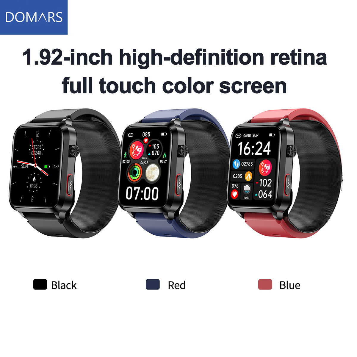 Domars Smart Watch with Health Monitoring, 1.92" Vital Signs Tracker for Blood Oxygen/Temperature/Heart Rate, 120+ Sports Modes, 30-Day Battery, IP68 Waterproof, Fitness Watch for Men Women