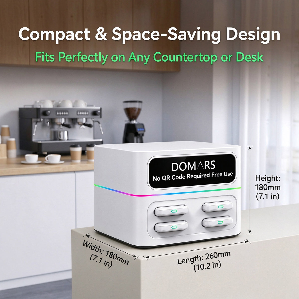 DOMARS Mobile Battery Station 22.5W Fast Charging 8000mAh Modular Stackable Commercial-Grade Shared Charging Station—No QR Code or App Required—Compact Desktop Design for Cafes, Restaurants, Hotels, and Offices