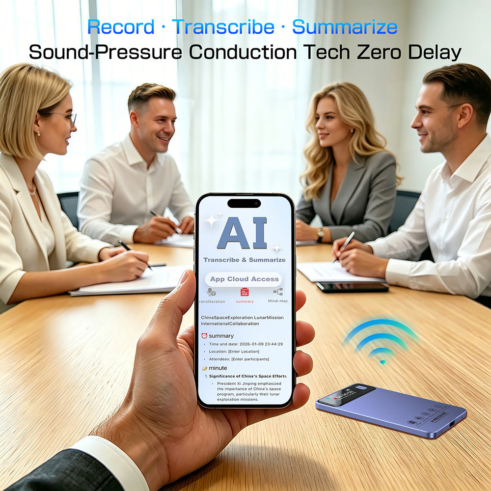 Domars AI Dictation Device with 5 Microphones, AI Transcription & Translation