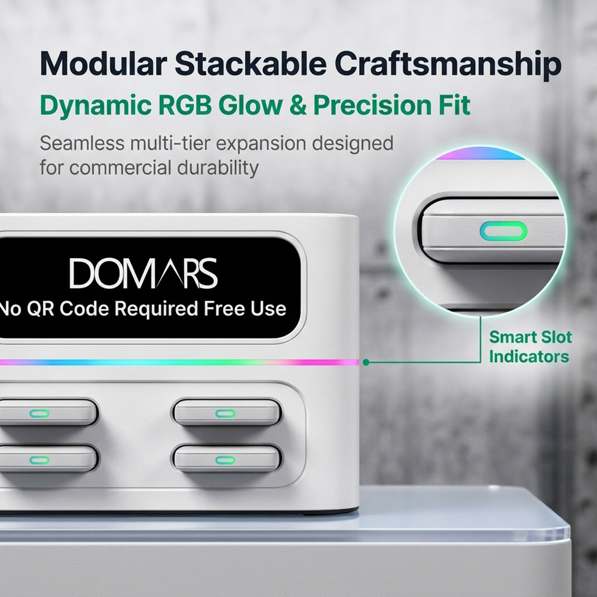 DOMARS Mobile Battery Station 22.5W Fast Charging 8000mAh Modular Stackable Commercial-Grade Shared Charging Station—No QR Code or App Required—Compact Desktop Design for Cafes, Restaurants, Hotels, and Offices