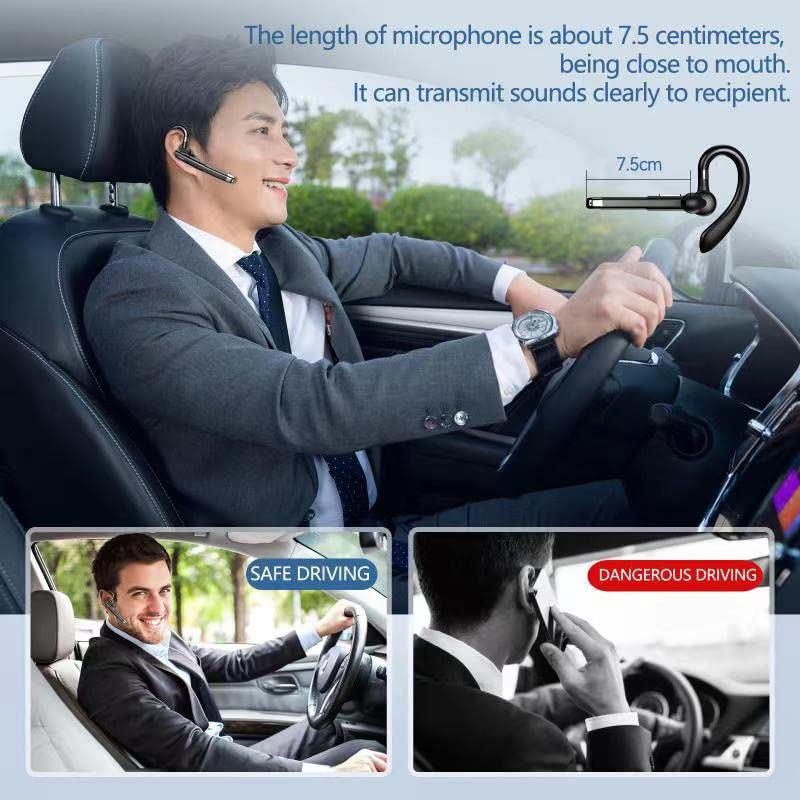 Domars Bluetooth Headset V5.1 for Work, Wireless Earpiece with Mic & 1000mAh Charging Case, 42H Playtime, Dual-Mic Noise Cancelling, Hands-Free Trucker Headphones for Driving, Office & Phone Calls