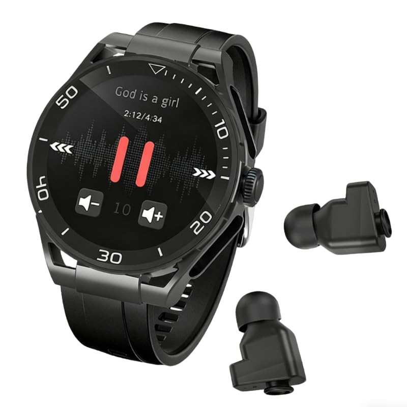 Domars Fusion 2-in-1 Smart Watch with Built-in TWS Earphones, 1.52" HD Display, 60-Day Battery, GPS Tracking, 100+ Sport Modes, Music Storage & Health Monitor for Men & Women