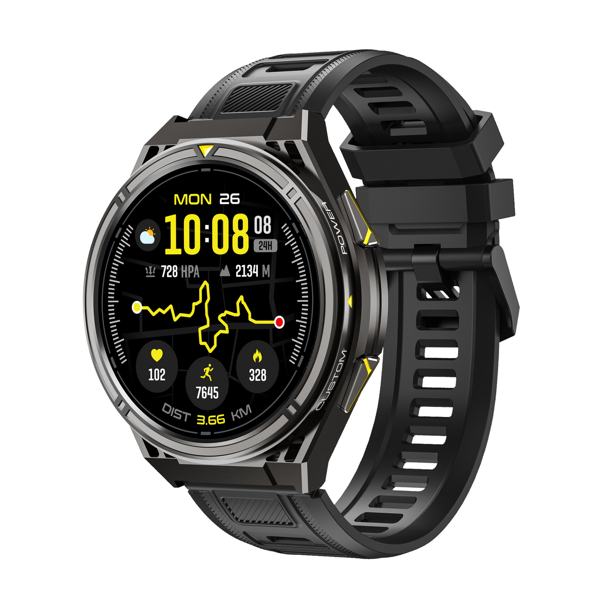 Outdoor GPS Smart Watch, Military Grade Rugged Sports Smartwatch with Dual Band GNSS Offline Map, 5ATM Waterproof, 500mAh Long Battery, Fitness Activity Tracker for Hiking Running Cycling