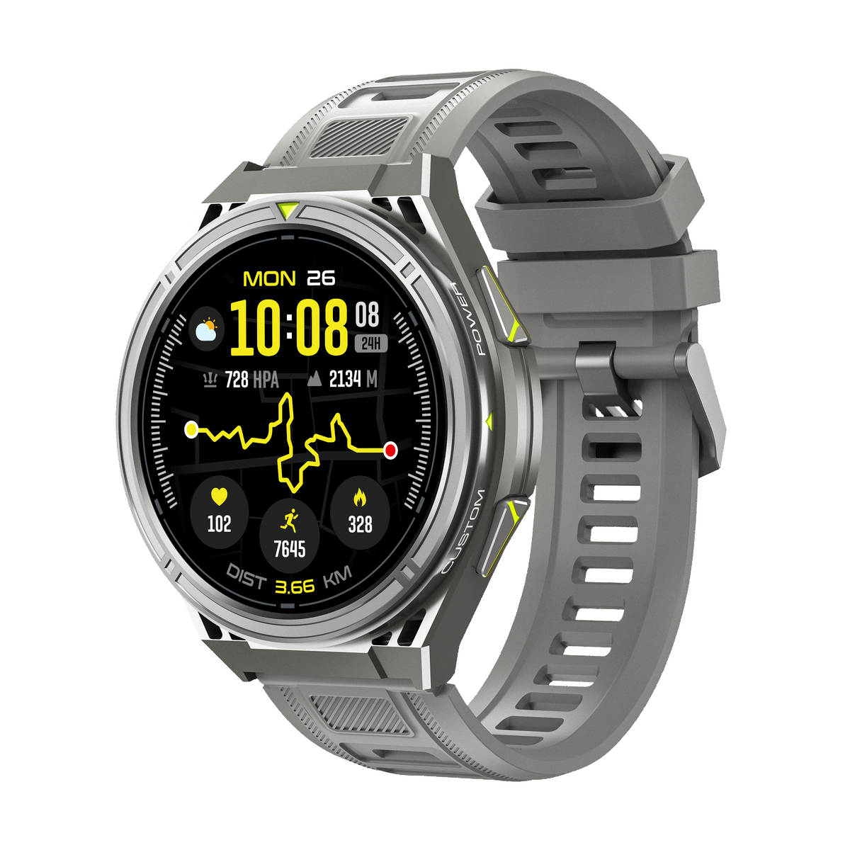 Outdoor GPS Smart Watch, Military Grade Rugged Sports Smartwatch with Dual Band GNSS Offline Map, 5ATM Waterproof, 500mAh Long Battery, Fitness Activity Tracker for Hiking Running Cycling