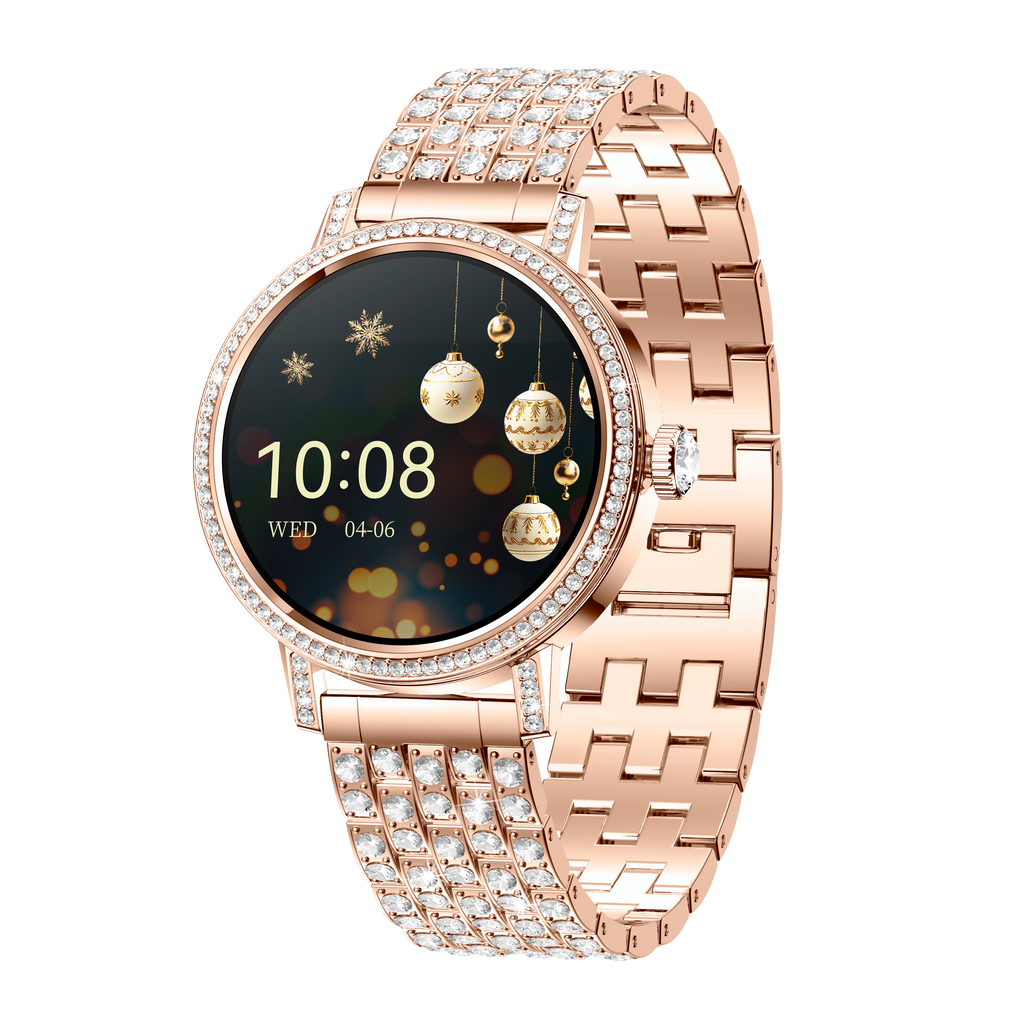 Smart Watch for Women, Diamond Encrusted Fitness Tracker, 1.27" HD Touch Screen IP67 Waterproof Smartwatch Compatible with iOS Android, Multi Sport Modes Long Battery Life Ladies Wrist Watch