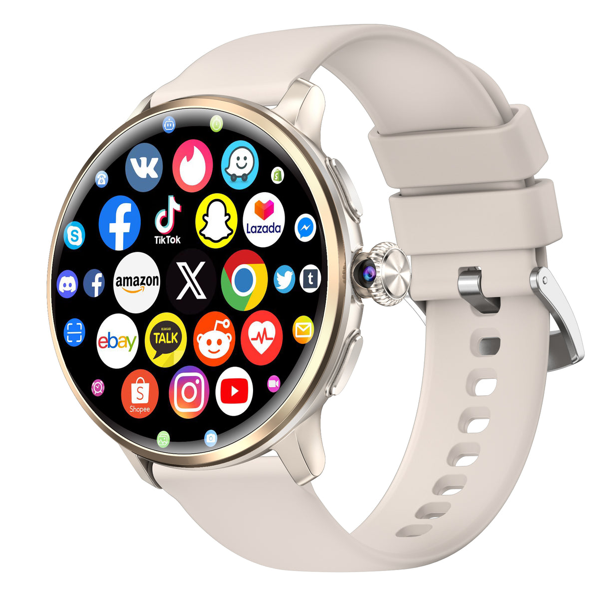 Smart Watch for Women 4G LTE Android Smartwatch with 1.65" AMOLED Screen, Diamond Bezel, Independent SIM Card, NFC Access Control, GPS Navigation, Fitness Tracking & Rotatable HD Camera