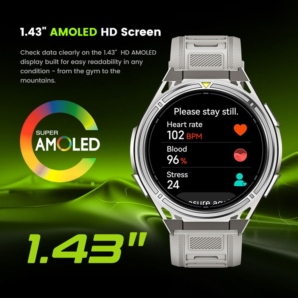 Outdoor GPS Smart Watch, Military Grade Rugged Sports Smartwatch with Dual Band GNSS Offline Map, 5ATM Waterproof, 500mAh Long Battery, Fitness Activity Tracker for Hiking Running Cycling