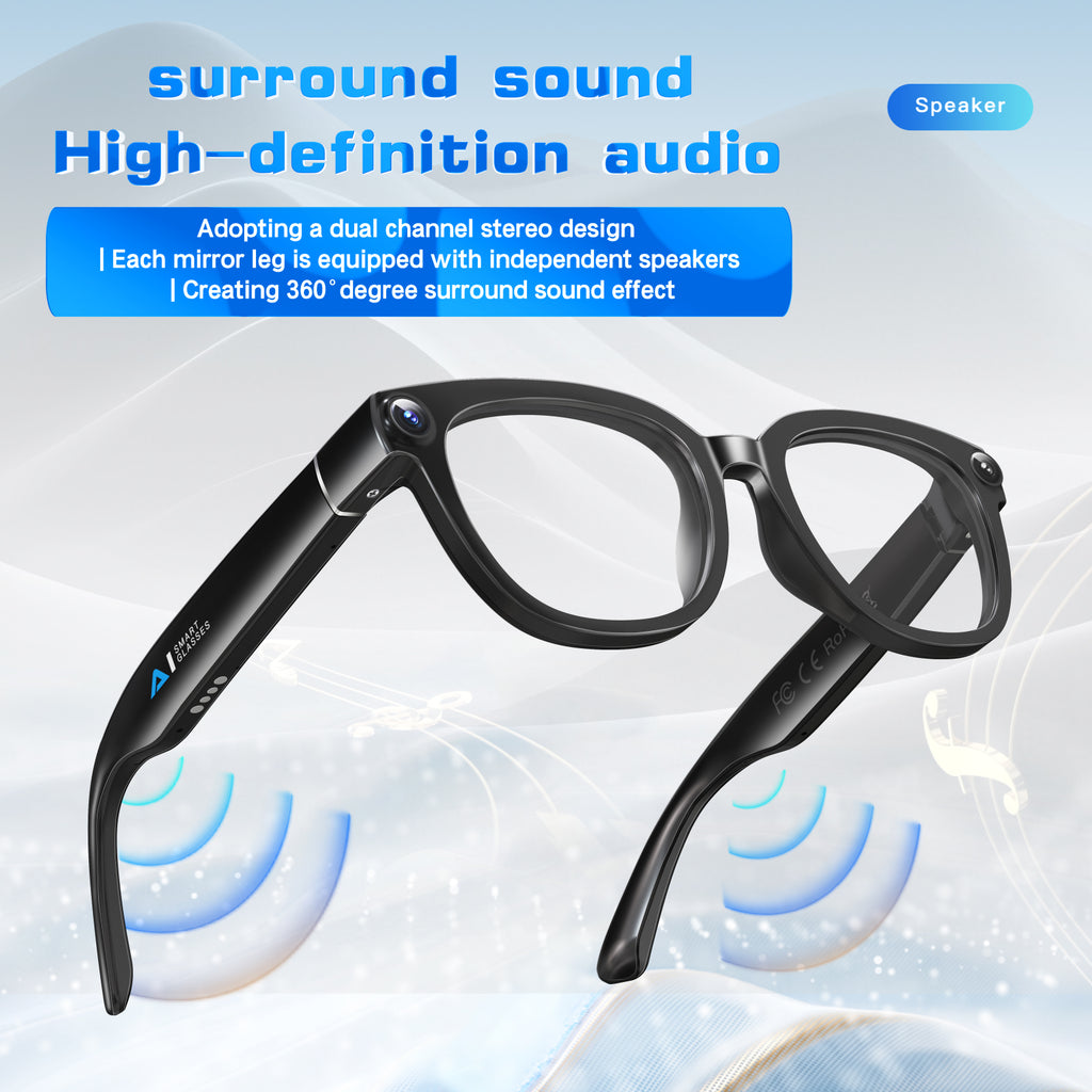 Q1 Smart Glasses 13MP 4K Camera, Bluetooth Audio Glasses, AI Voice Translate, Built-In Photochromic Lens, Hands-Free Call Video Recorder Eyewear