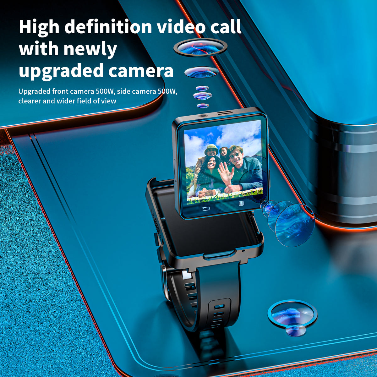 Domar Smartwatch: 5G features, heart rate monitor, Bluetooth calling, fitness tracker with numerous apps (browser/camera), waterproof sports watch for Android and iOS