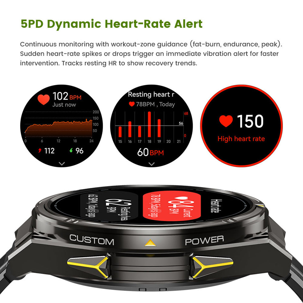 Outdoor GPS Smart Watch, Military Grade Rugged Sports Smartwatch with Dual Band GNSS Offline Map, 5ATM Waterproof, 500mAh Long Battery, Fitness Activity Tracker for Hiking Running Cycling