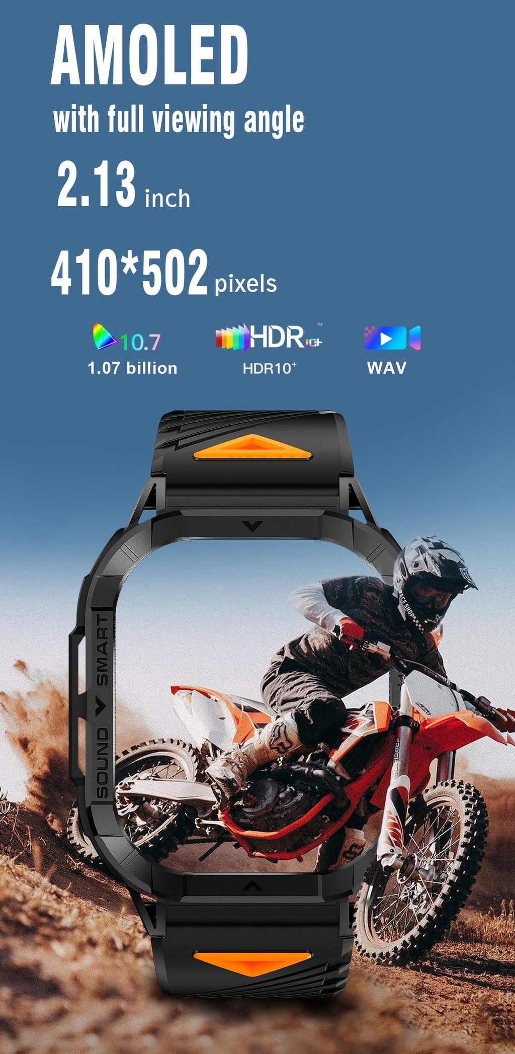 Domars Smart Watch for Men, 2.13" AMOLED HD Display Fitness Tracker, 100+ Sport Modes, IP68 Waterproof, Bluetooth 5.3, Heart Rate Sleep Monitor, LED Flashlight, iOS Android Compatible