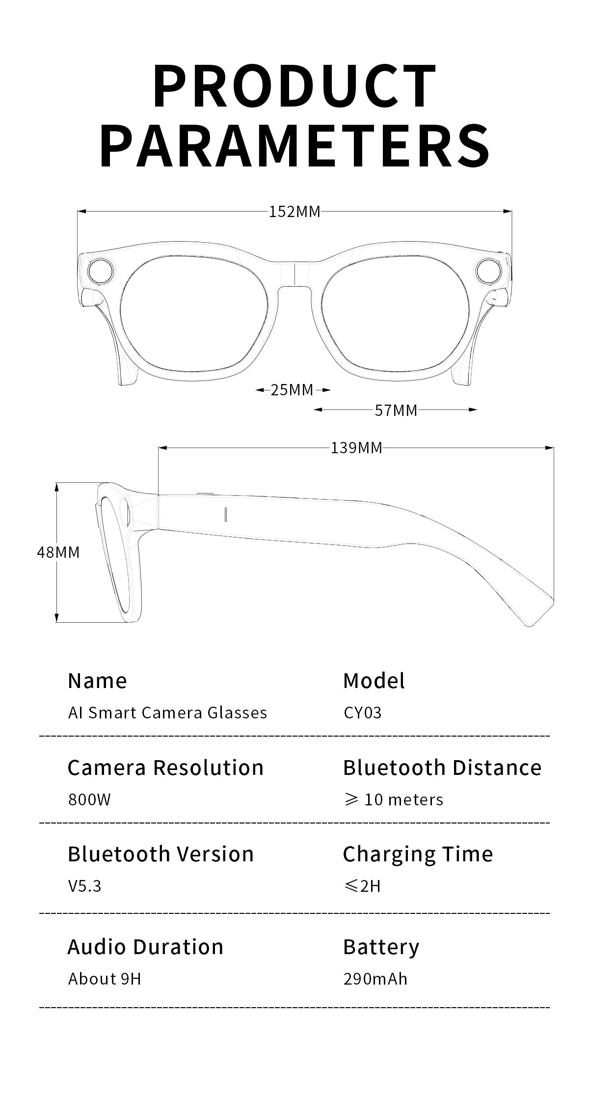 Domars AI Smart Glasses with Photochromic Lens, 8MP 1080P HD Camera for Video Recording, Voice‑Activated AI Assistant, Bluetooth Calling & Music, Portable 2000mAh Magnetic Charging Case for Outdoor Travel Daily Use