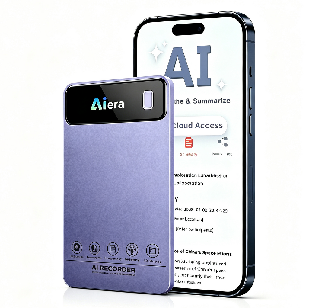 Domars AI Dictation Device with 5 Microphones, AI Transcription & Translation