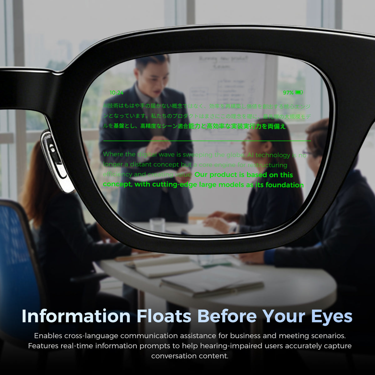 Domars AI AR XR Smart Glasses with Camera, Ring Control Teleprompter, 1500Nits Privacy Display, 268-Language Offline Translator, Recording Video Glasses for Business Travel Study Abroad