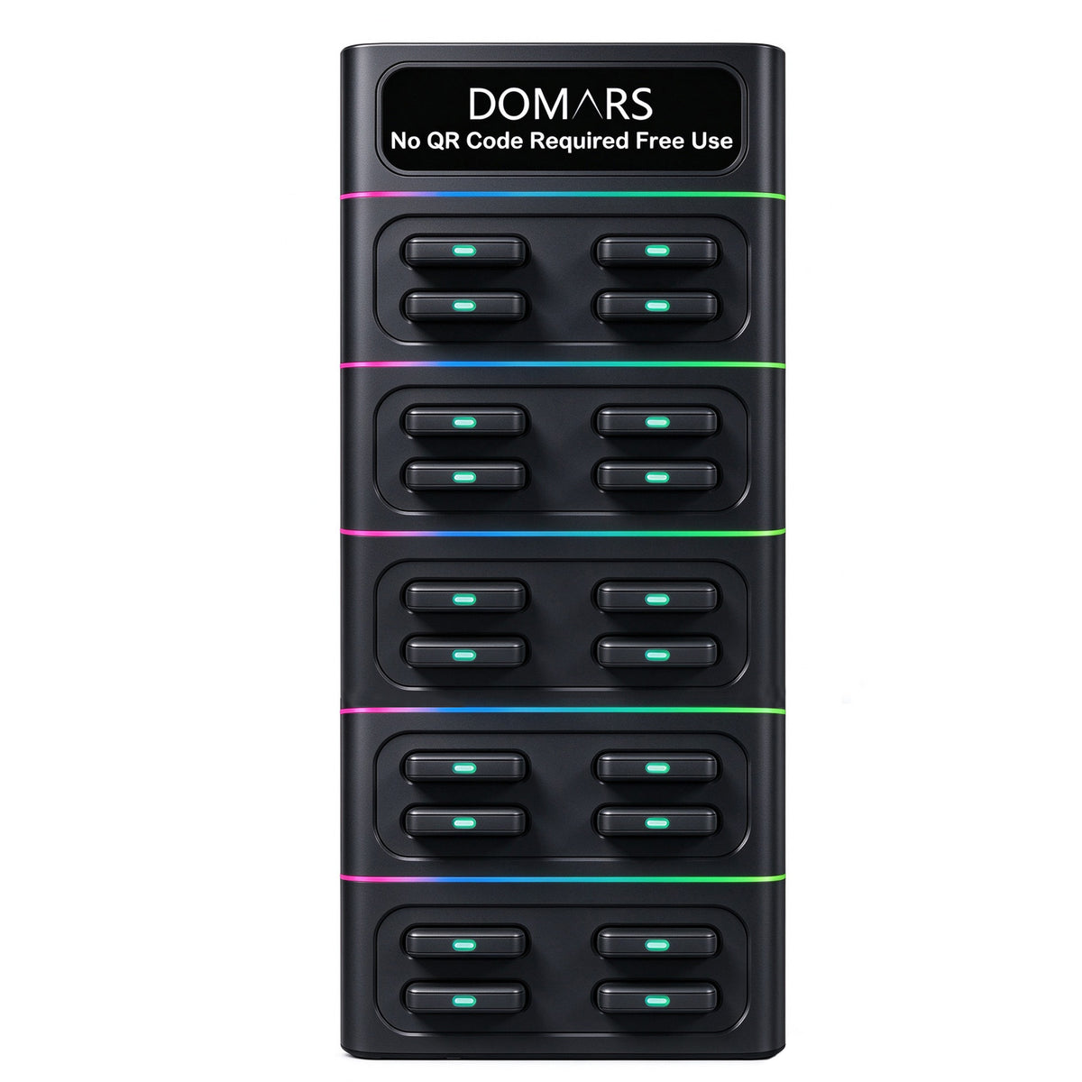 DOMARS Mobile Battery Station 22.5W Fast Charging 8000mAh Modular Stackable Commercial-Grade Shared Charging Station—No QR Code or App Required—Compact Desktop Design for Cafes, Restaurants, Hotels, and Offices