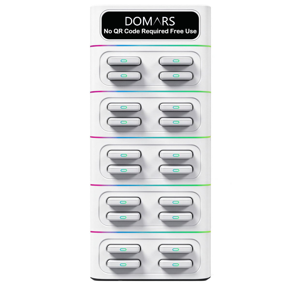 DOMARS Mobile Battery Station 22.5W Fast Charging 8000mAh Modular Stackable Commercial-Grade Shared Charging Station—No QR Code or App Required—Compact Desktop Design for Cafes, Restaurants, Hotels, and Offices