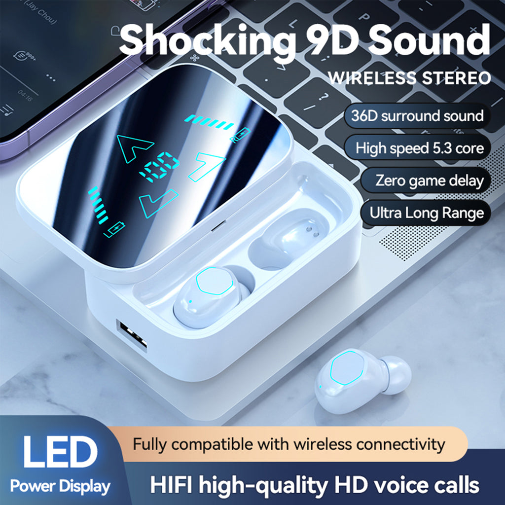 Domars Wireless Earbuds, Ear Phones Wireless Earbuds,20000mAh Power Bank,58H Playback Bluetooth 5.3 Earbuds with ENC Noise Cancelling, Low Latency Gaming Headphones for iPhone Android