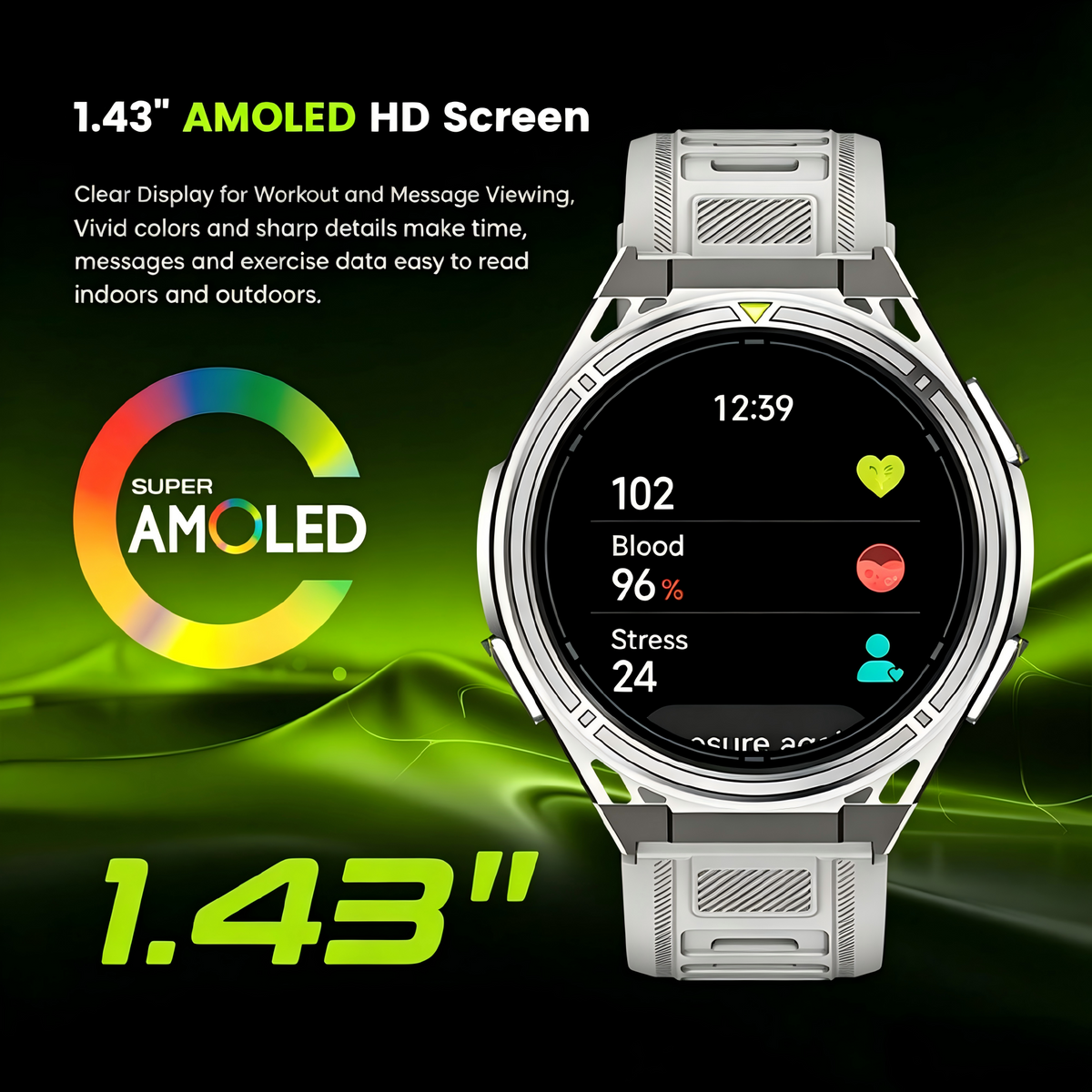 Outdoor GPS Smart Watch, Military Grade Rugged Sports Smartwatch with Dual Band GNSS Offline Map, 5ATM Waterproof, 500mAh Long Battery, Fitness Activity Tracker for Hiking Running Cycling