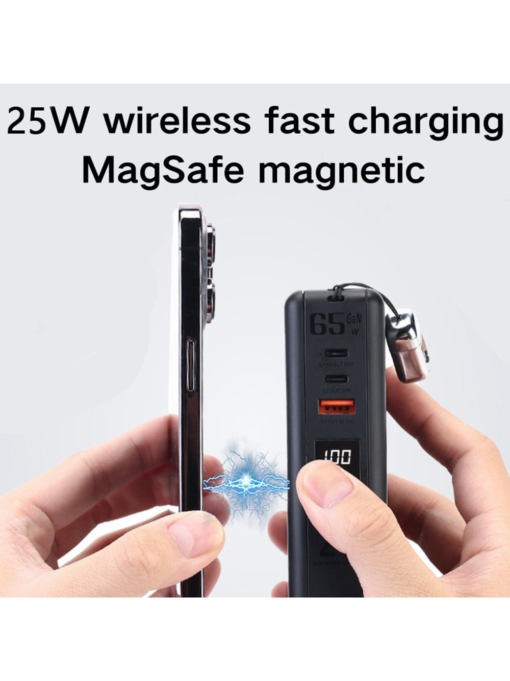 Domars 6-in-1 Charging Plug with 65 W GaN Fast Charging, 20,000 mAh Magnetic Power Bank, Qi 2 25 W Magnetic Wireless Charger, Travel Adapter with EU/UK/AU Plugs, Charging Station for iPhone/iPad/Watch