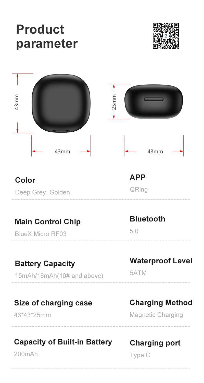 Domars Smart Health Ring for Women & Men - 7-Day Battery, 5ATM Waterproof, No Subscription - Heart Rate/Sleep/Stress/Fitness Tracker, Compatible with Android & iOS
