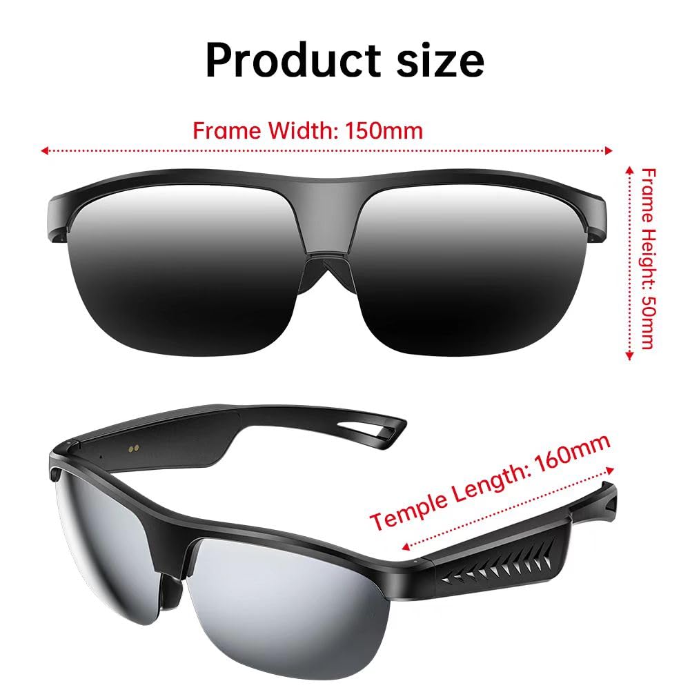 Domars Smart Glasses for Sports, AI Translator with 144 Languages, Bluetooth 5.0 Open-Ear Headphones, ENC Noise Cancelling, 4H Playtime, IPX5 Sweatproof, for Cycling/Running/Travel/Outdoor