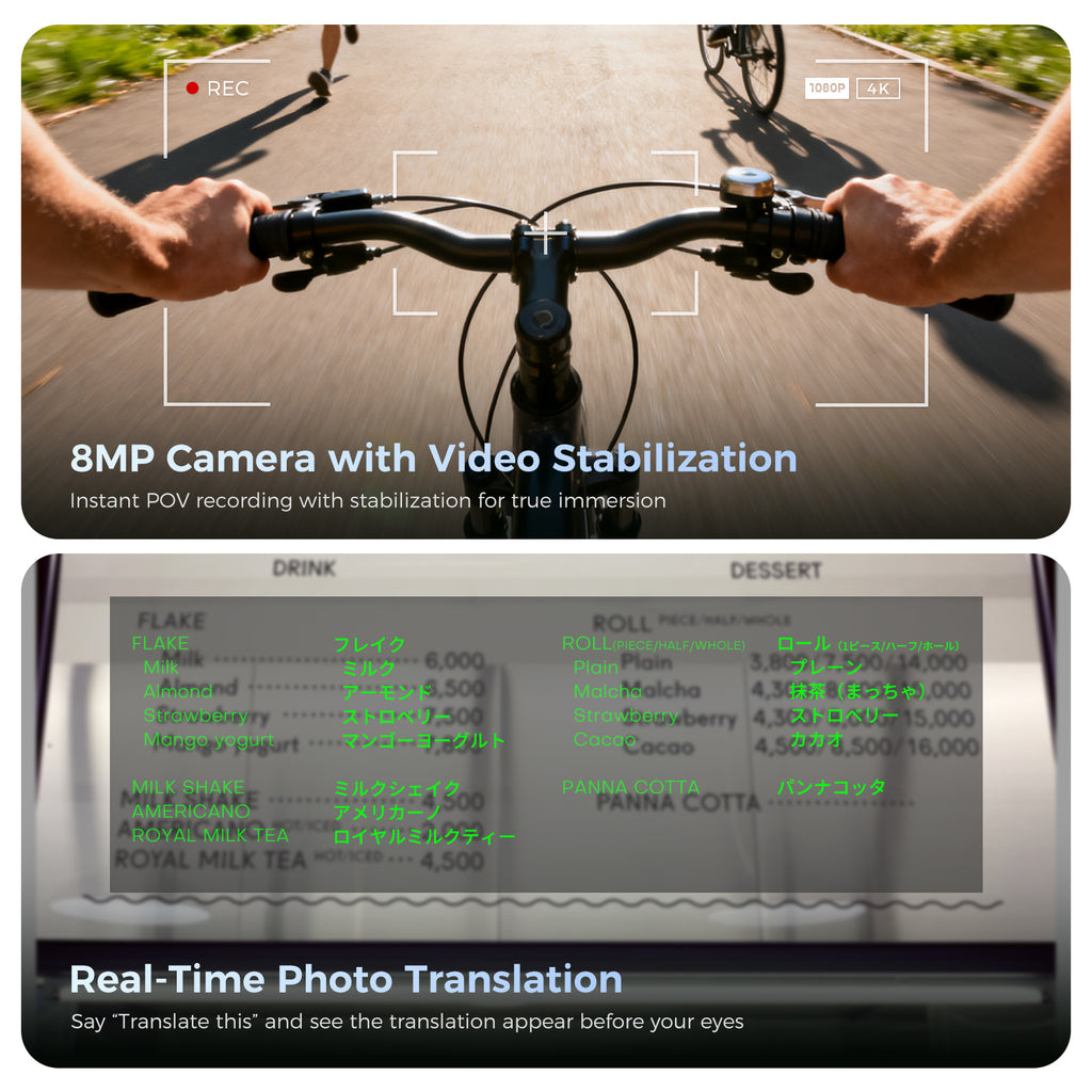 Domars AI AR XR Smart Glasses with Camera, Ring Control Teleprompter, 1500Nits Privacy Display, 268-Language Offline Translator, Recording Video Glasses for Business Travel Study Abroad