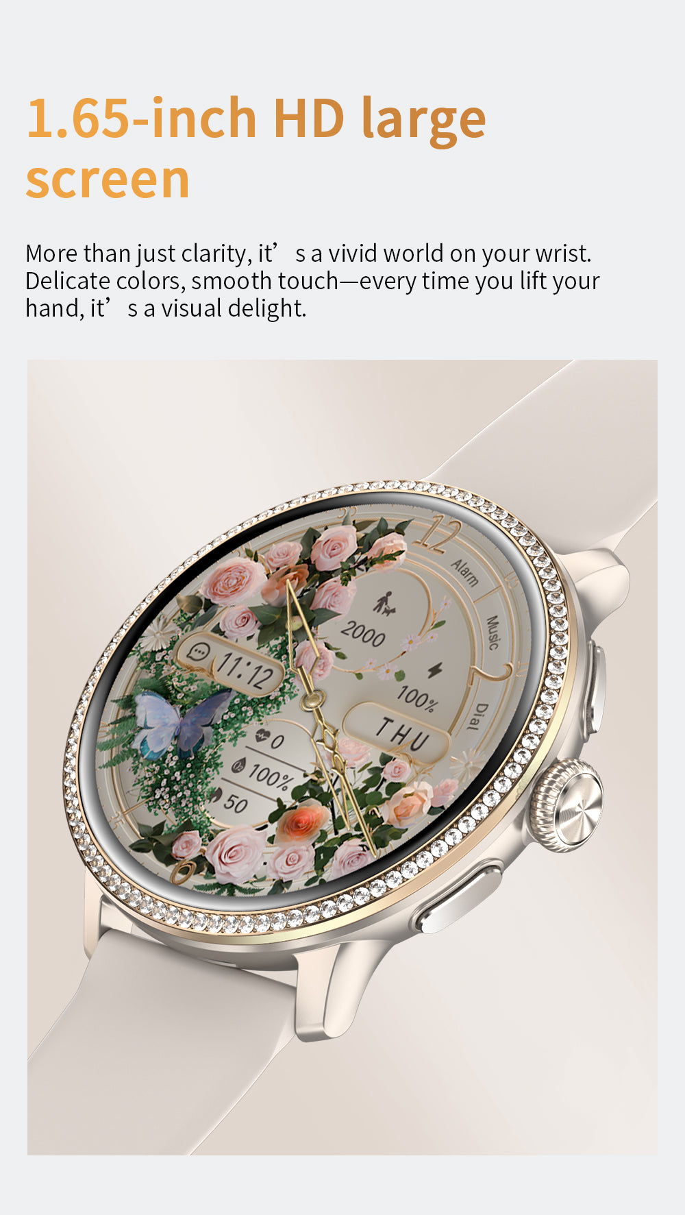 Smart Watch for Women 4G LTE Android Smartwatch with 1.65" AMOLED Screen, Diamond Bezel, Independent SIM Card, NFC Access Control, GPS Navigation, Fitness Tracking & Rotatable HD Camera