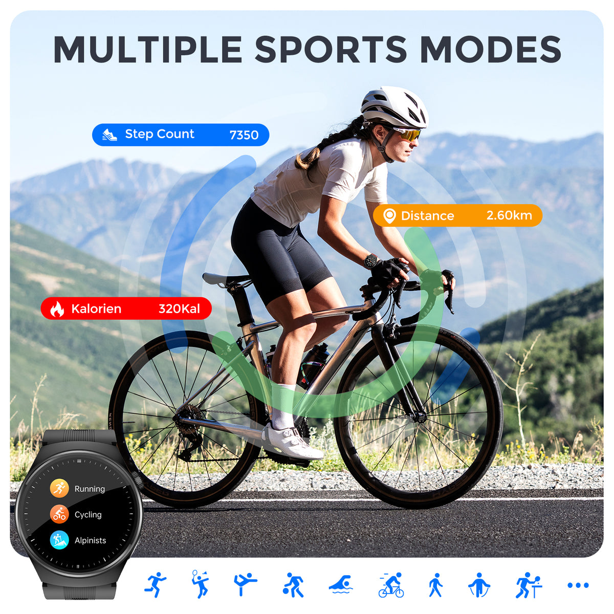 Domars Smart Watch, Fitness Tracker with Bluetooth 5.3, 1.39 Inch Full Touch Screen, Long Battery Life, Multi-Functional Sports Watch for Men Women
