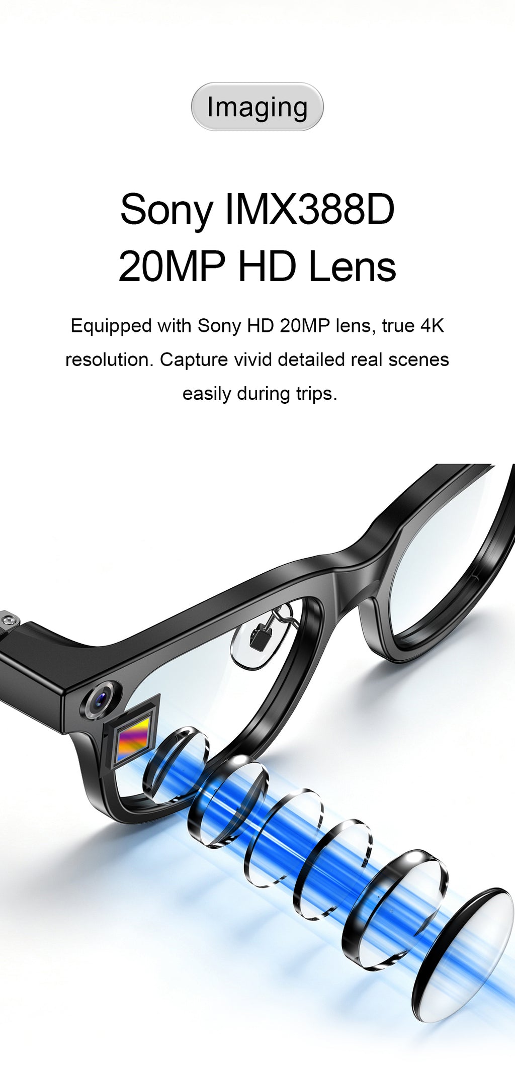 Smart Glasses with 4K Camera AI Translation Bluetooth Audio Eyewear