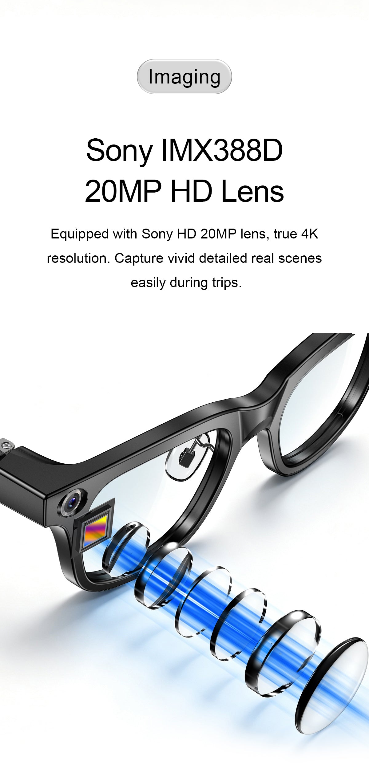 Smart Glasses with 4K Camera AI Translation Bluetooth Audio Eyewear