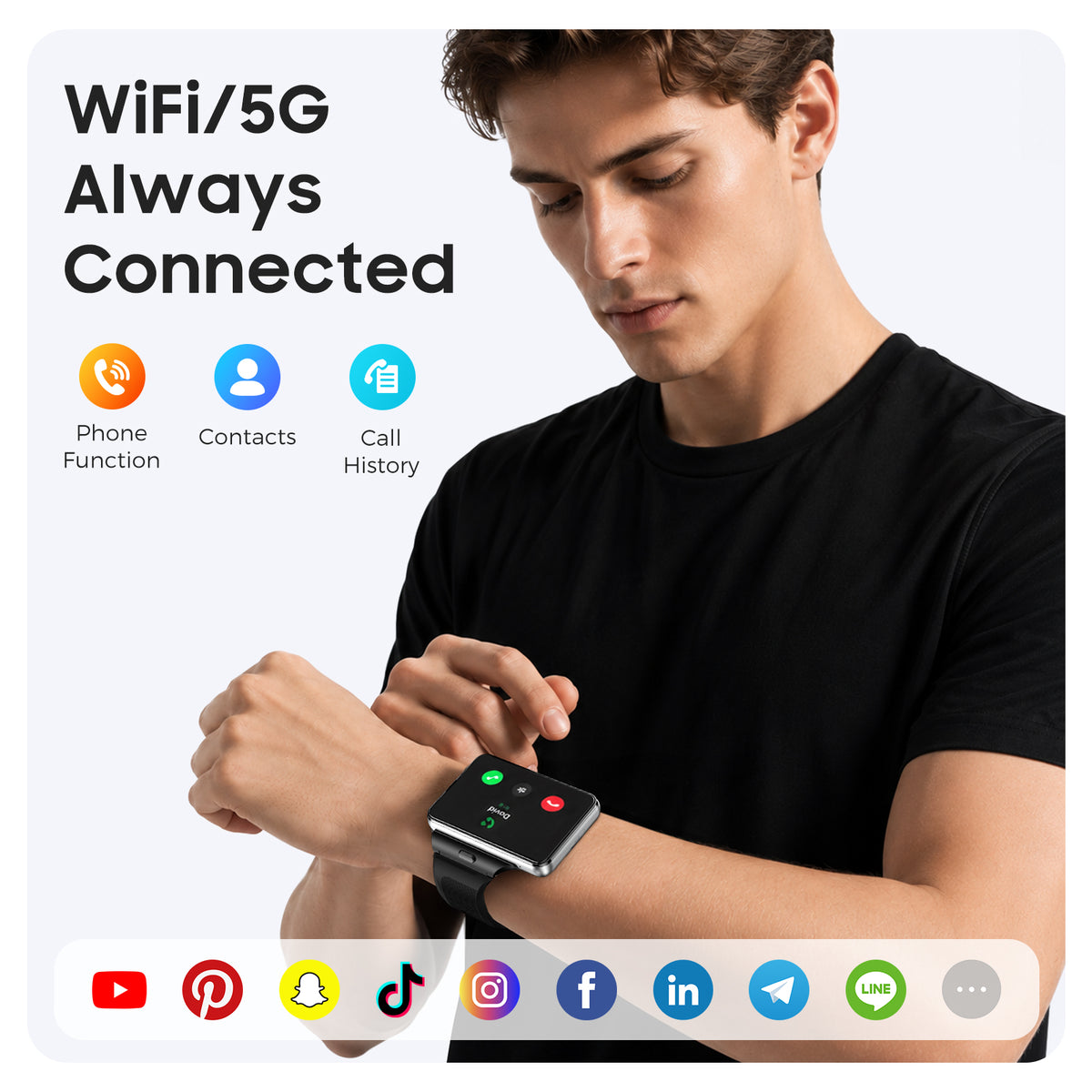 Domars 5G Smartwatch with Calling,2.88″ HD Touchscreen Dual Camera,GPS Navigation,Heart Rate Monitor, 100+ Exercise Modes – Standalone Smart Watch for Men Women