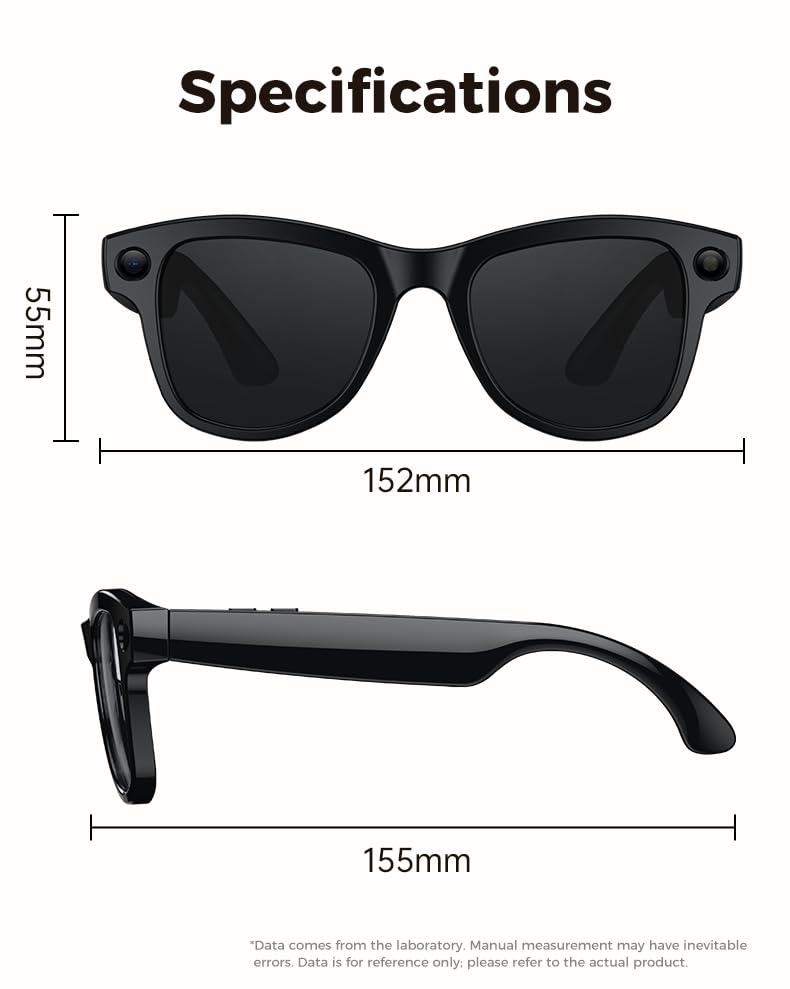 Domars Ultra AI Smart Glasses with 3600mAh Charging Case, 8MP Camera, Built-in ChatGPT, Voice Assistant, Hands-Free Recording & Translation, 32GB Memory, for Travel & Office