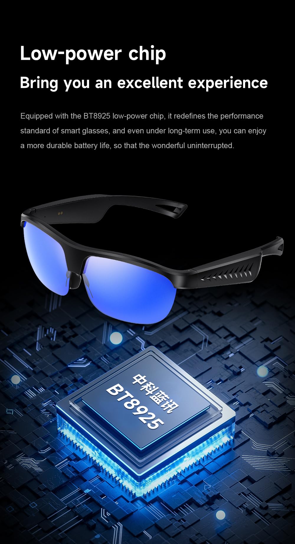 Domars Smart Glasses for Sports, AI Translator with 144 Languages, Bluetooth 5.0 Open-Ear Headphones, ENC Noise Cancelling, 4H Playtime, IPX5 Sweatproof, for Cycling/Running/Travel/Outdoor