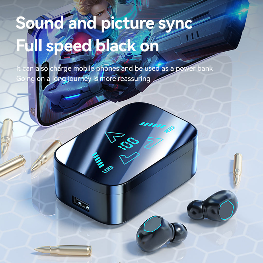 Domars Wireless Earbuds, Ear Phones Wireless Earbuds,20000mAh Power Bank,58H Playback Bluetooth 5.3 Earbuds with ENC Noise Cancelling, Low Latency Gaming Headphones for iPhone Android