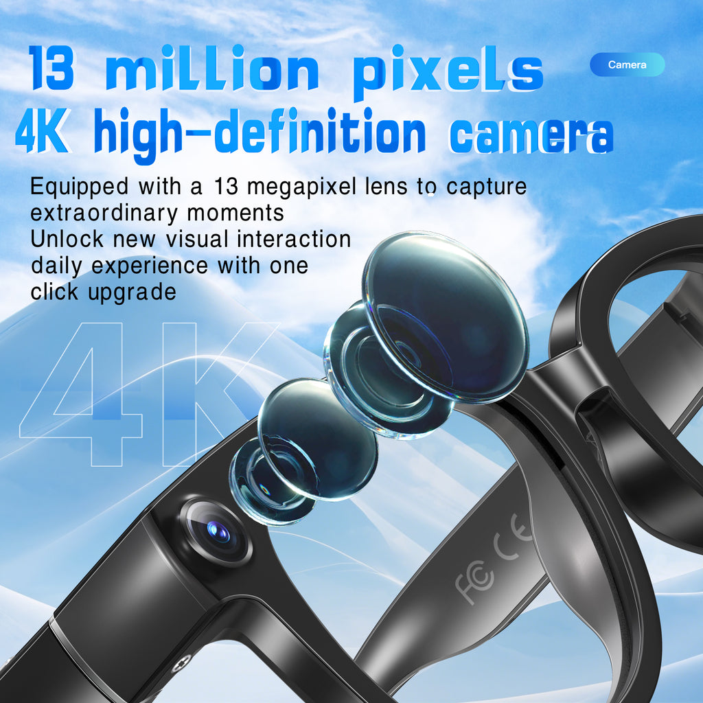 Q1 Smart Glasses 13MP 4K Camera, Bluetooth Audio Glasses, AI Voice Translate, Built-In Photochromic Lens, Hands-Free Call Video Recorder Eyewear