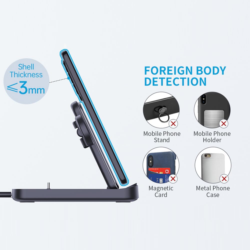 Domars 3-in-1 Foldable Wireless Charging Station, 15W Fast Charger for Samsung Galaxy Z Fold/Flip 5-1, iPhone 17-12, Galaxy Watch 6-1 & Buds, Compact Desktop Stand