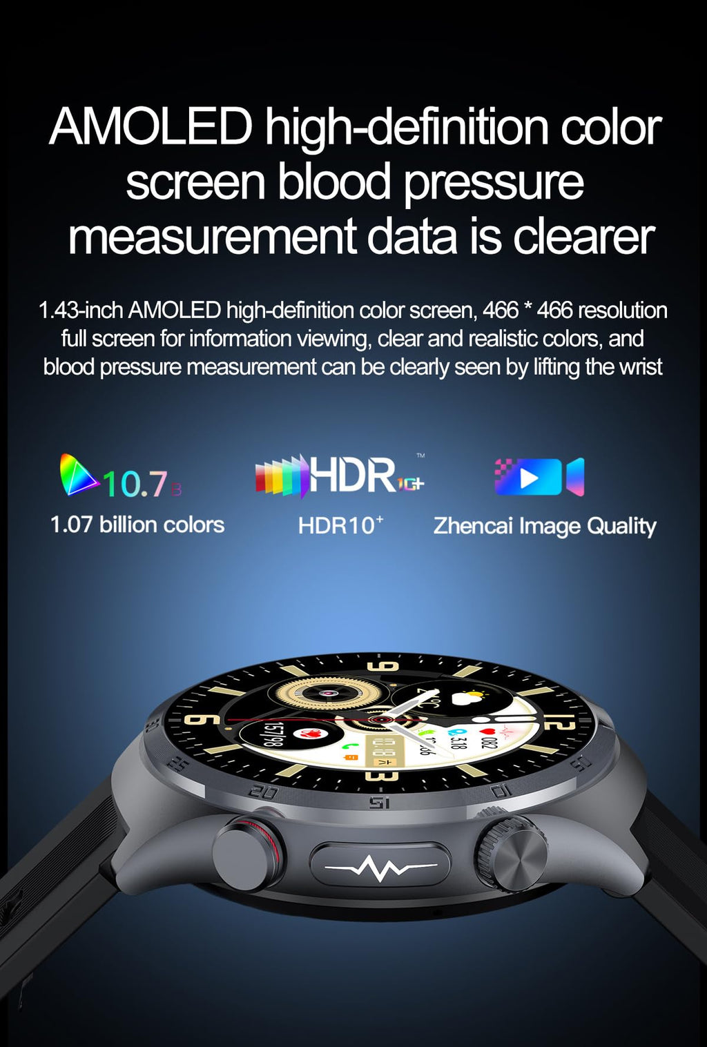 Domars Premium Smartwatch with 1.43" AMOLED Screen, 123 Sports Modes, Advanced Health Trends, 30-Day Battery, Bluetooth Call, NFC, Multi-Language Support