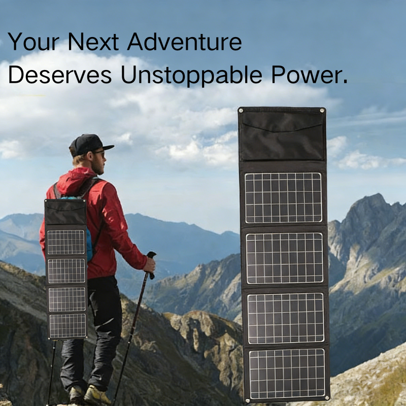 Domars 45W Folding Solar Panel,Portable Solar Charger,Rapid Charging 18W USB/Type-C, Compatible with Phones,Power Plant,Includes 2 Carabiners, Solar Panels