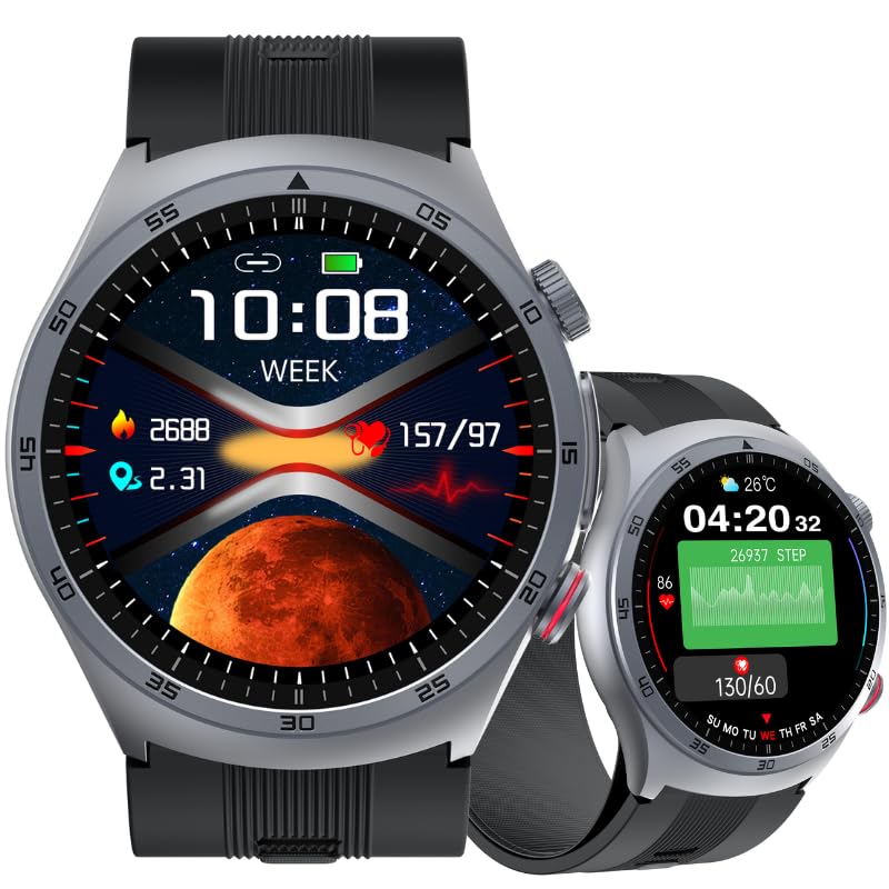 Domars Premium Smartwatch with 1.43" AMOLED Screen, 123 Sports Modes, Advanced Health Trends, 30-Day Battery, Bluetooth Call, NFC, Multi-Language Support