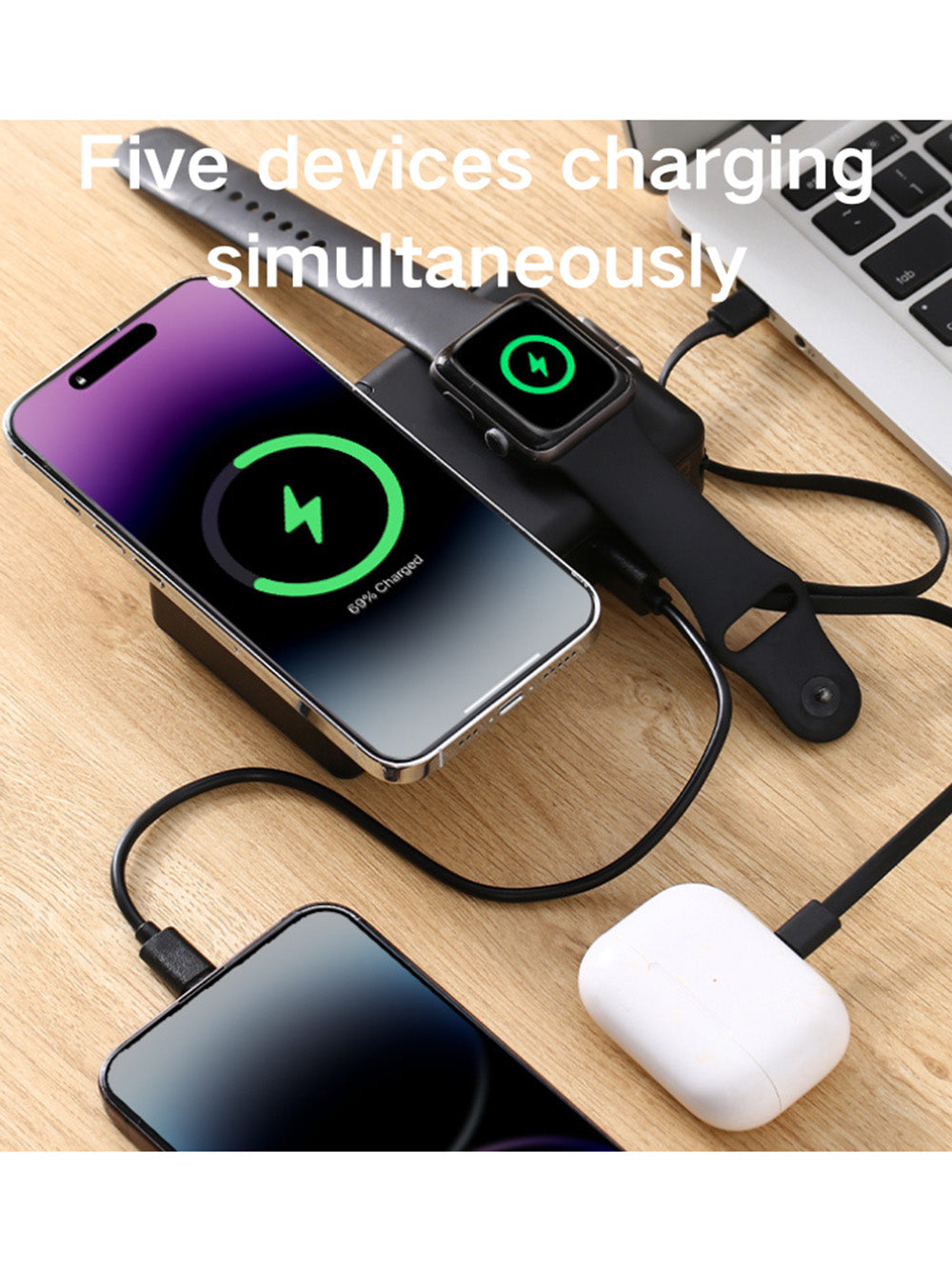 Domars 6-in-1 Charging Plug with 65 W GaN Fast Charging, 20,000 mAh Magnetic Power Bank, Qi 2 25 W Magnetic Wireless Charger, Travel Adapter with EU/UK/AU Plugs, Charging Station for iPhone/iPad/Watch