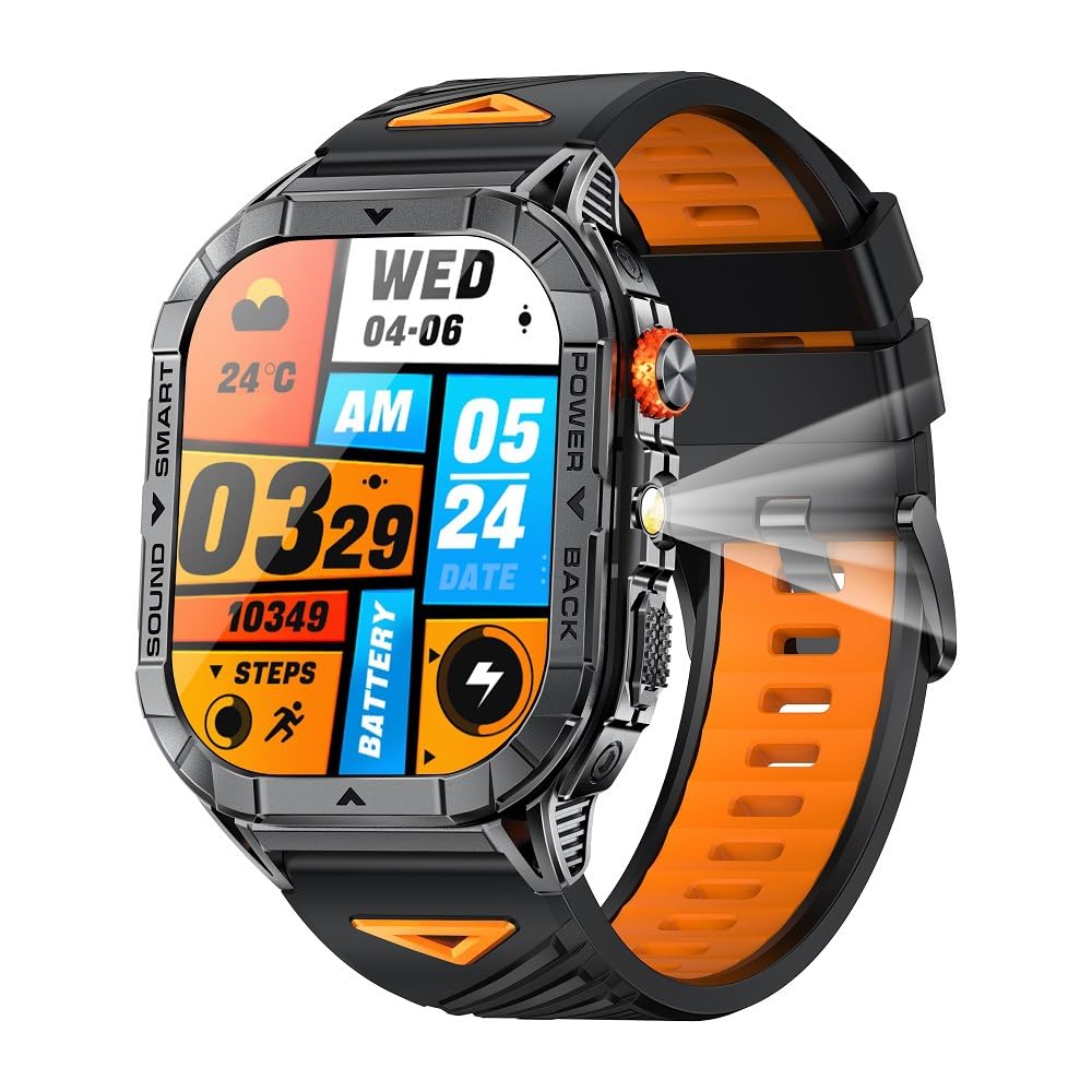 Domars Smart Watch for Men, 2.13" AMOLED HD Display Fitness Tracker, 100+ Sport Modes, IP68 Waterproof, Bluetooth 5.3, Heart Rate Sleep Monitor, LED Flashlight, iOS Android Compatible
