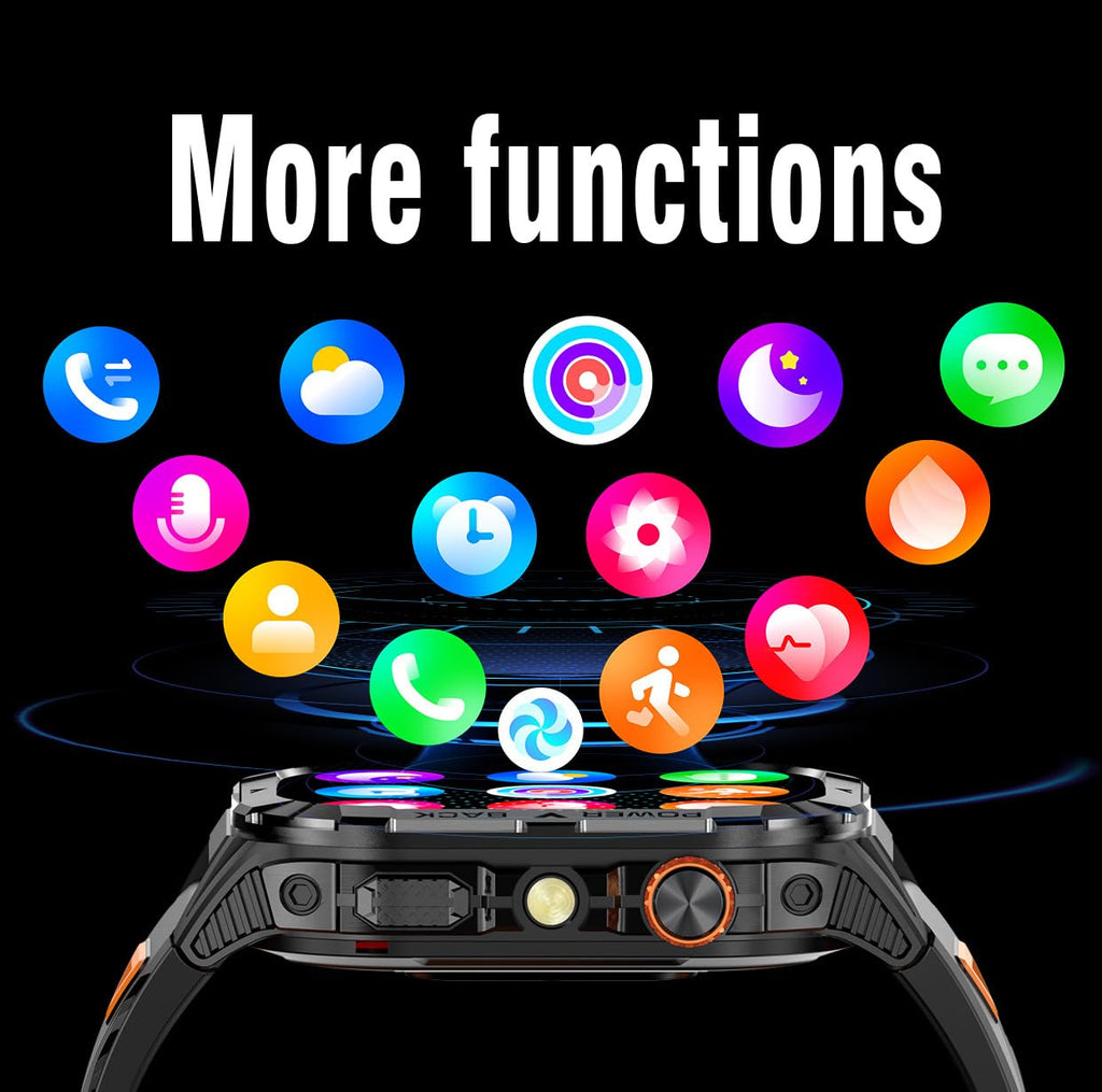 Domars Smart Watch for Men, 2.13" AMOLED HD Display Fitness Tracker, 100+ Sport Modes, IP68 Waterproof, Bluetooth 5.3, Heart Rate Sleep Monitor, LED Flashlight, iOS Android Compatible