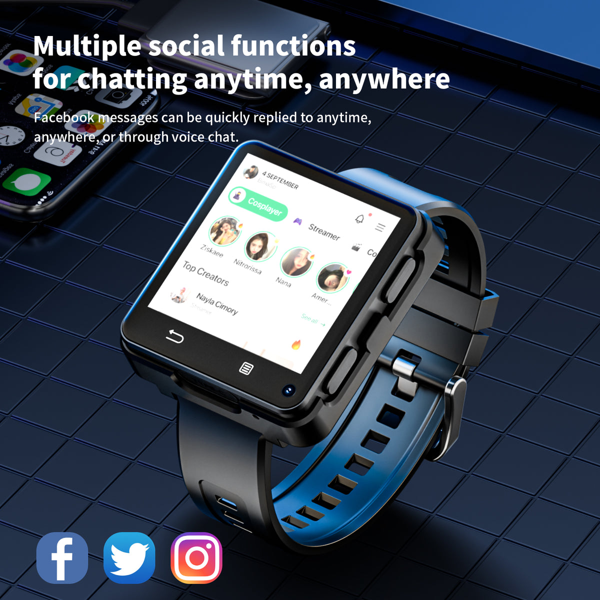 Domar Smartwatch: 5G features, heart rate monitor, Bluetooth calling, fitness tracker with numerous apps (browser/camera), waterproof sports watch for Android and iOS
