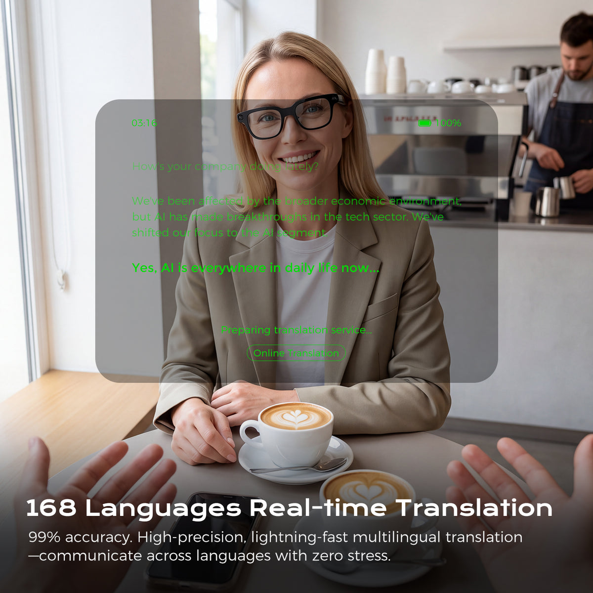 Domars Smart Glasses AI Glasses with AI translation in 145 languages,8-megapixel camera, Bluetooth 5.4,voice assistant, stereo sound and a lightweight design at 40g