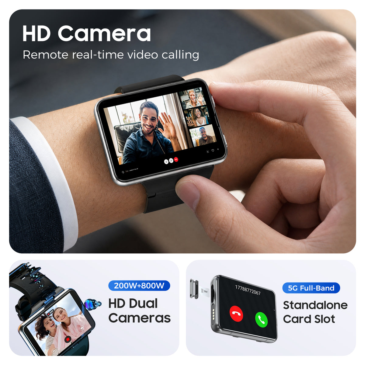 Domars 5G Smartwatch with Calling,2.88″ HD Touchscreen Dual Camera,GPS Navigation,Heart Rate Monitor, 100+ Exercise Modes – Standalone Smart Watch for Men Women