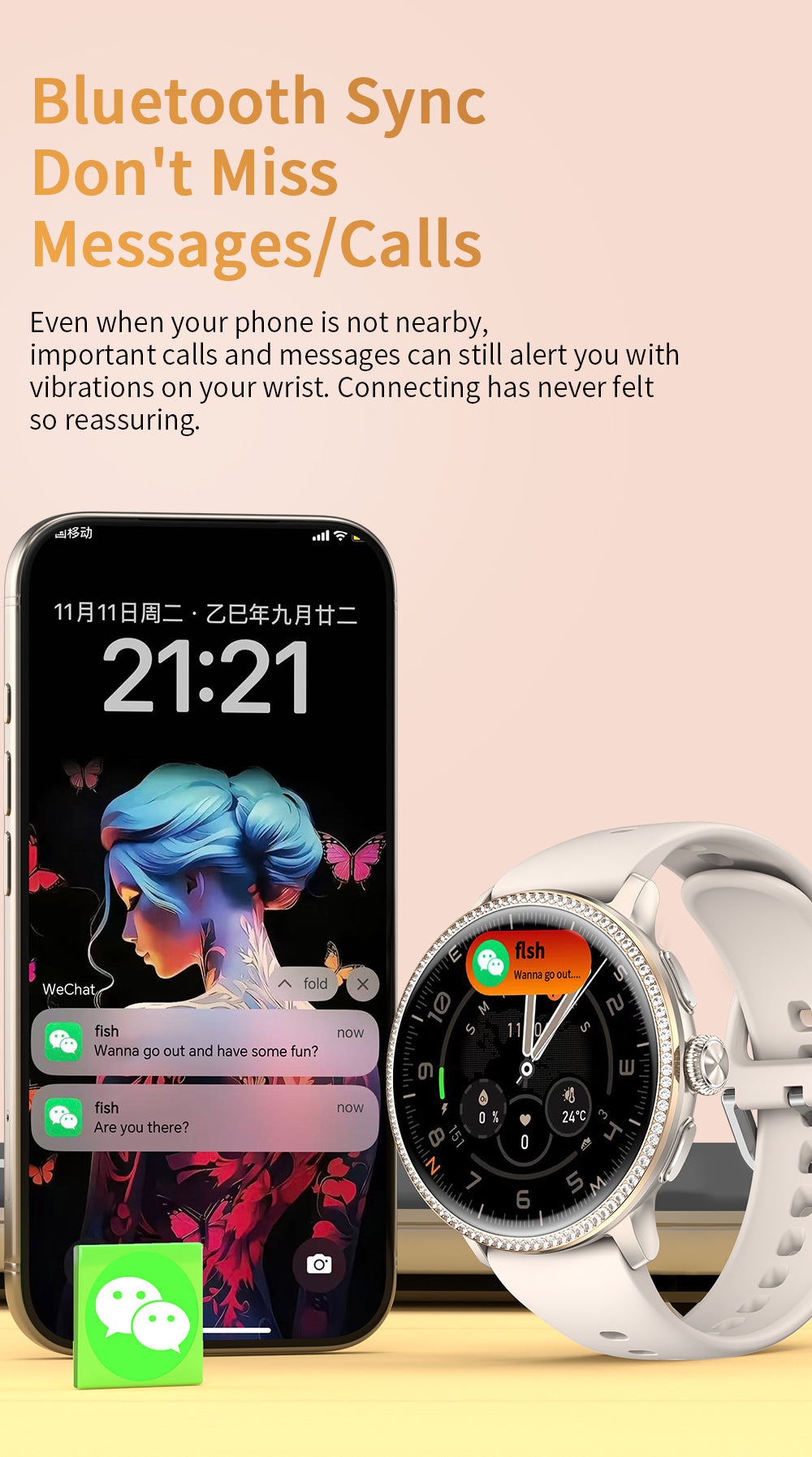 Smart Watch for Women 4G LTE Android Smartwatch with 1.65" AMOLED Screen, Diamond Bezel, Independent SIM Card, NFC Access Control, GPS Navigation, Fitness Tracking & Rotatable HD Camera