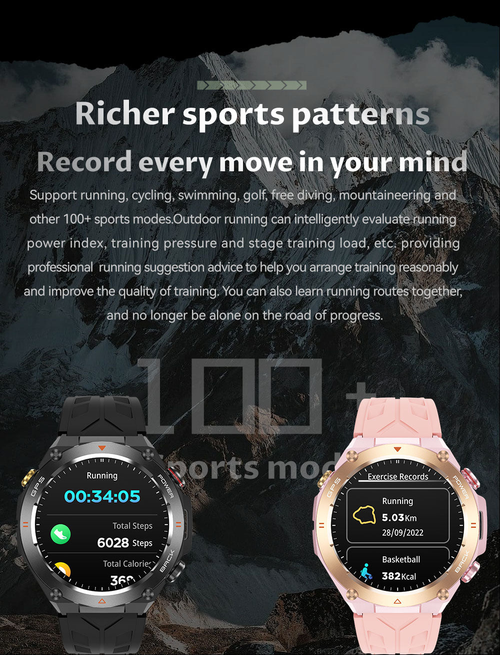 GPS Smart Watch for Men Women, Outdoor Sports Smartwatch with Bluetooth Call, 650mAh Big Battery, Compass Altimeter Barometer, 100+ Workout Modes, 1.45” Touch Screen Fitness Watch for Hiking