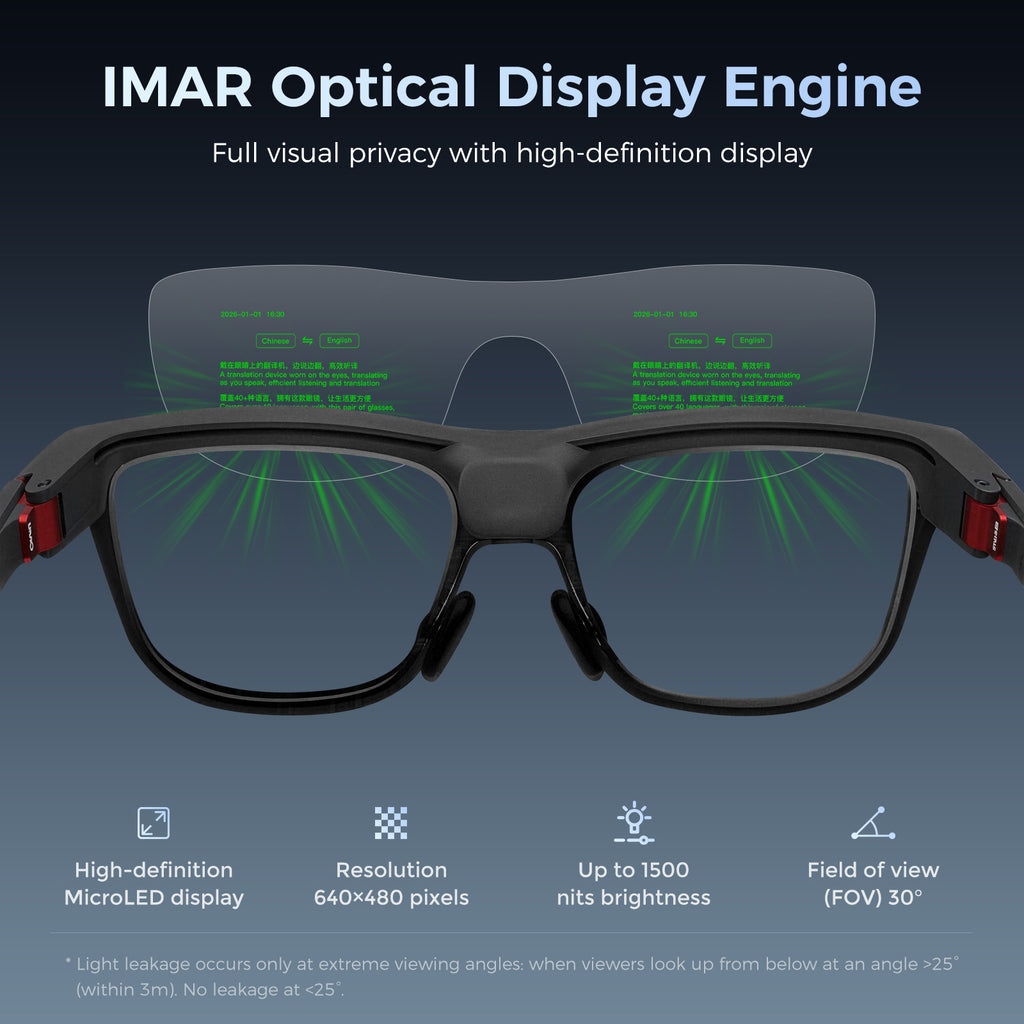 Domars AI AR XR Smart Glasses with Camera, Ring Control Teleprompter, 1500Nits Privacy Display, 268-Language Offline Translator, Recording Video Glasses for Business Travel Study Abroad