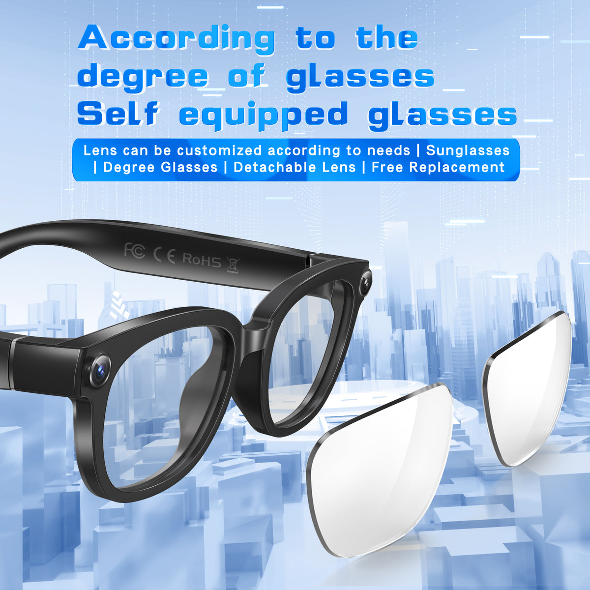Q1 Smart Glasses 13MP 4K Camera, Bluetooth Audio Glasses, AI Voice Translate, Built-In Photochromic Lens, Hands-Free Call Video Recorder Eyewear