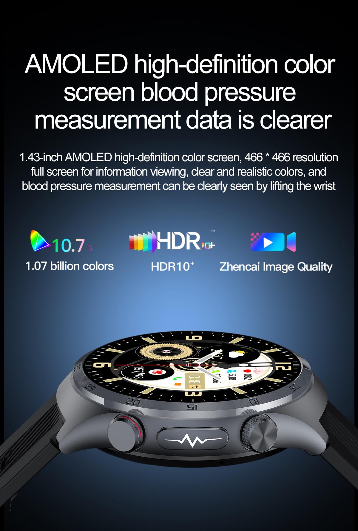 Domars Premium Smartwatch with 1.43" AMOLED Screen, 123 Sports Modes, Advanced Health Trends, 30-Day Battery, Bluetooth Call, NFC, Multi-Language Support